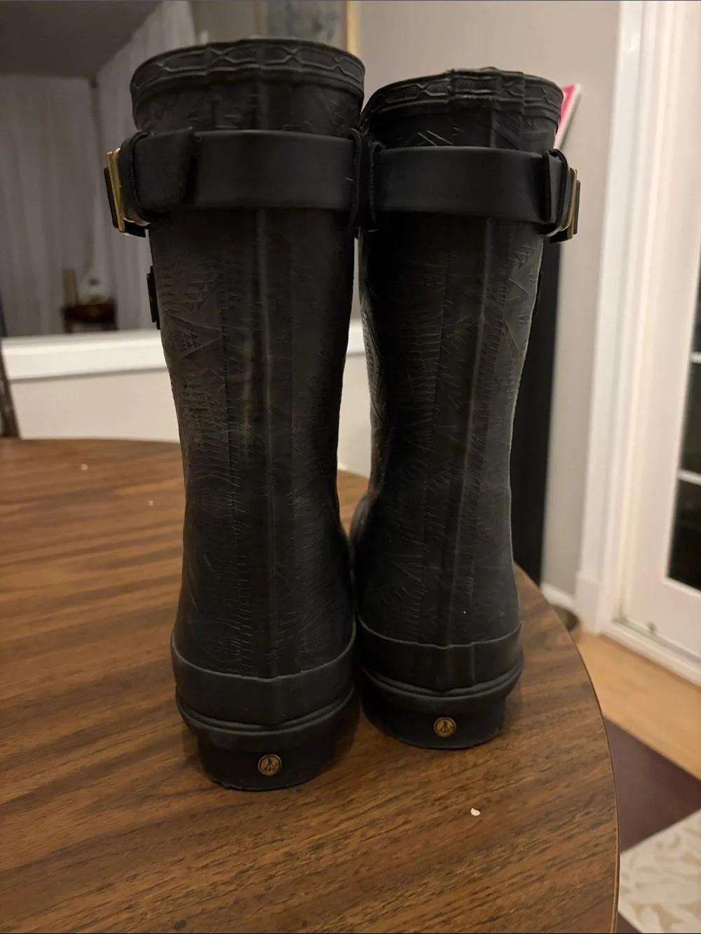 Pendleton Black Rain Boots with Gold Hardware NWOT -Sz 9